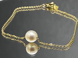 Bracelet Margarita 1 perle de culture 7.5-8mm sur chaine or | Bijouterie Laurence Joaillerie