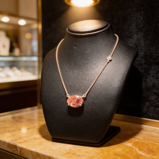 Collier or, tourmaline et diamant naturel