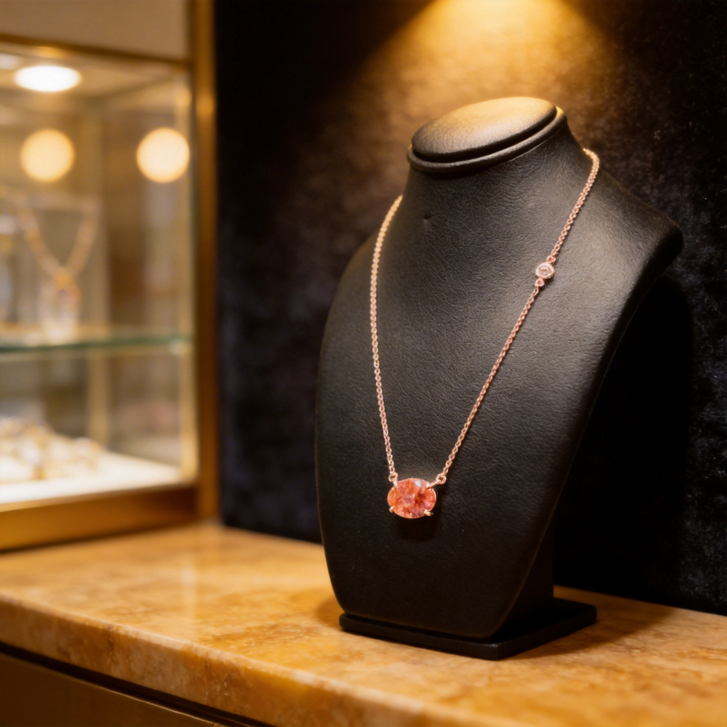 Collier or, tourmaline et diamant naturel